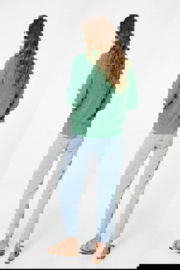 Green | Textured Knit Relaxed Long Sleeve Jumper
