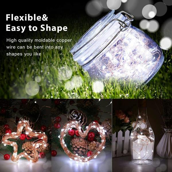 10m 100 LED Copper Wire Battery Operated Fairy String Lights, Cool White Twinkle, Pack of 2 image 3