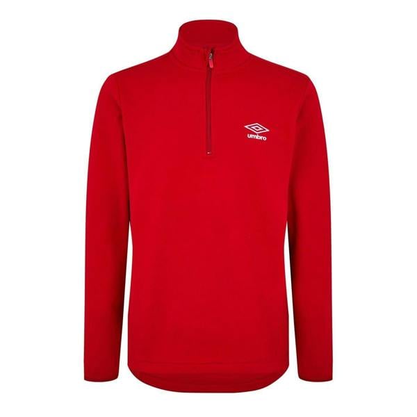 Umbro Mens Club Essential Quarter Zip Regular Sweatshirt - Vermillion - 