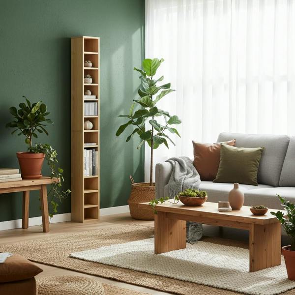 Wyld Haus Yoel Wood Oak Tone Tall Narrow CD Storage Tower