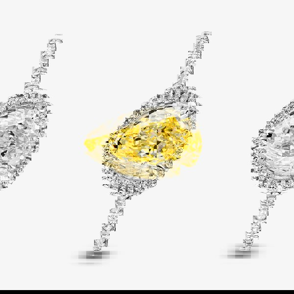 T. H. Baker Platinum Certified 2.63ct Yellow Pear Cut Lab Grown Diamond Cluster Ring HLM518-HAPS12