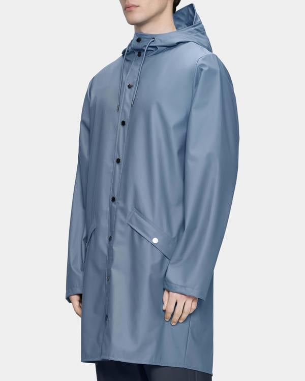 Rains Long Unisex Jacket - 172 Blue Dusk | CHO | Designer Unisex Rain Coats