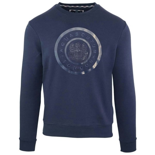 Aquascutum Monotone Large Circle Logo Navy Sweatshirt