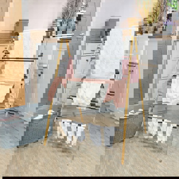 JVL Bamboo Extendable 4 Tier Clothes Ladder, Brown