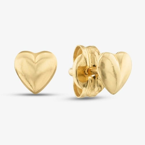 T. H. Baker 9ct Yellow Gold Heart Stud Earrings 1.59.0863