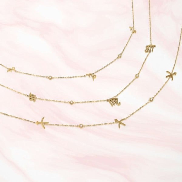 Say It With Scorpio Necklace with CZ Stones - Yellow Gold Plated