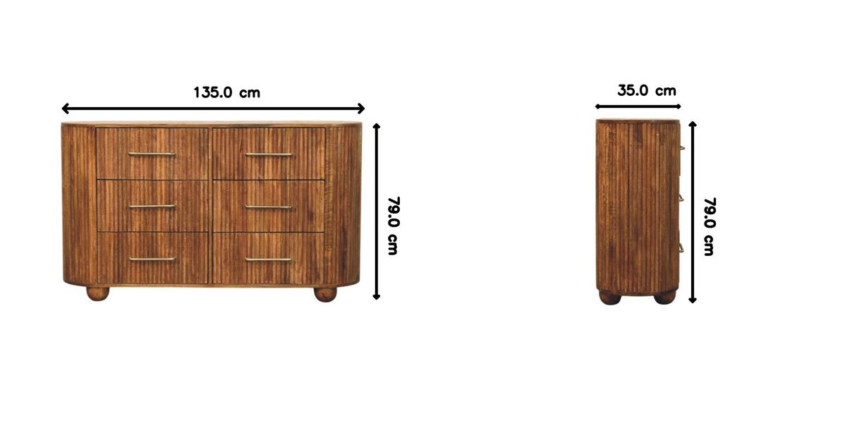 Artisan Furniture Solid Wood Ridgefront Chest – Amber Oak, 6 Drawers, Brown