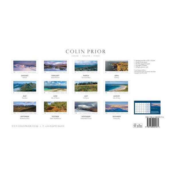 Colin Prior, Panoramic Scotland Easel Desk Calendar 2027, Desk Calendars, Month To View, Travel, Gift