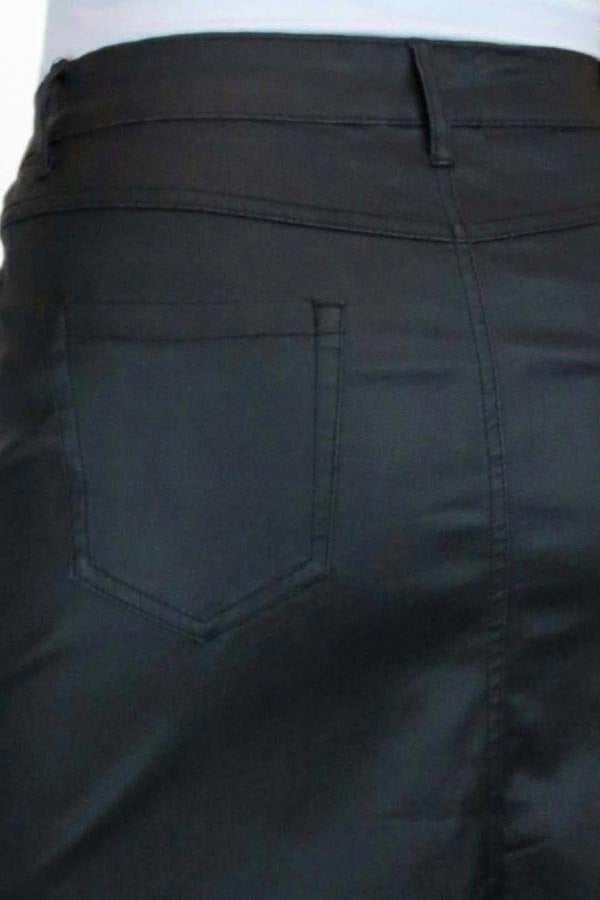 Paulo Due Women's Faux Leather Knee Length Skirt