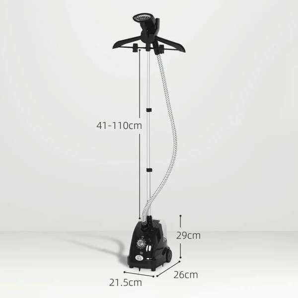 Bobobiy Clothes Steamer with Adjustable Pole Clothes Steamer 11 Steam Levels 41-110 cm Black