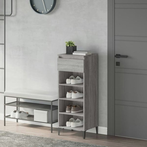 Berkfield Shoe Rack Grey Sonoma 40x36x105 cm Engineered Wood