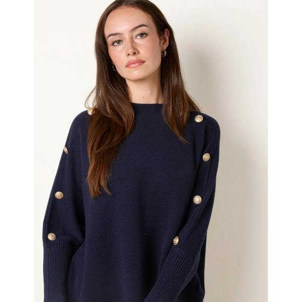 Blue Vanilla Long Sleeve Military Button Jumper
