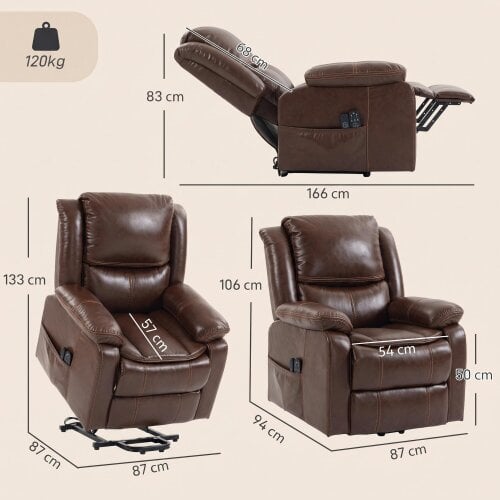 HOMCOM Riser Recliner Chair with Massage and Heat for Elderly, Brown