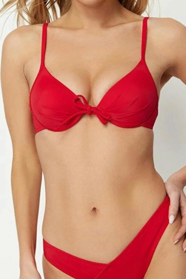 WOVCOR Balconette Bow Detail Padded Basic Bikini Top