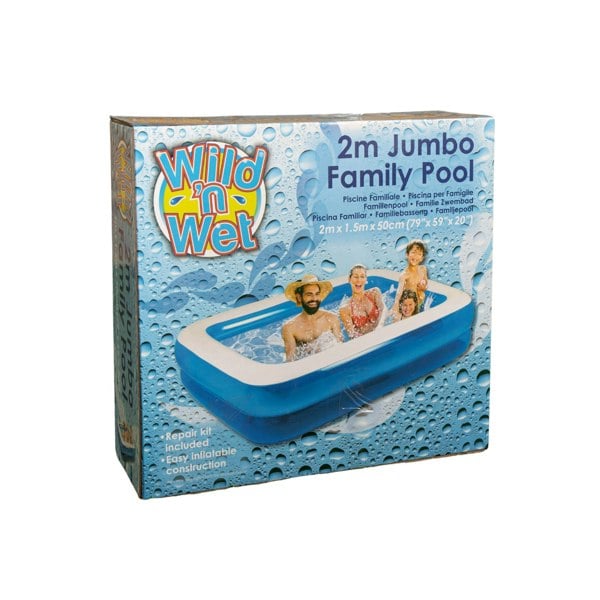 Samuel Alexander 2m x 1.5m Jumbo Rectangular Inflatable Family Paddling Pool
