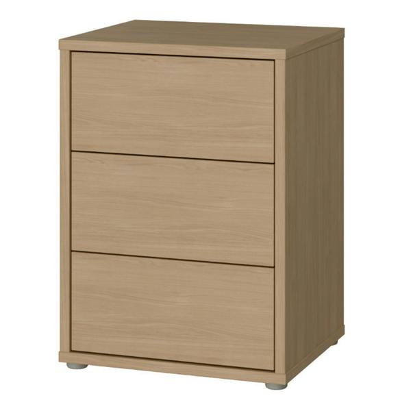 Furniture To Go Alice Springs Bedside Cabinet with 3 Drawers Push-to-Open in Elegancia Oak