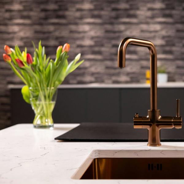 Flode Vier | 4 in 1 Instant Boiling & Filtered Cold Water Tap | Brushed Copper Finish