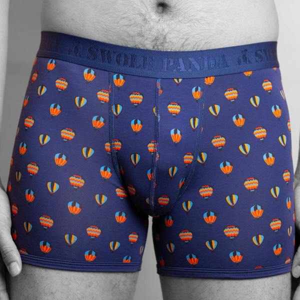 SWOLE PANDA Hot Air Balloons Bamboo Boxer Brief, Blue