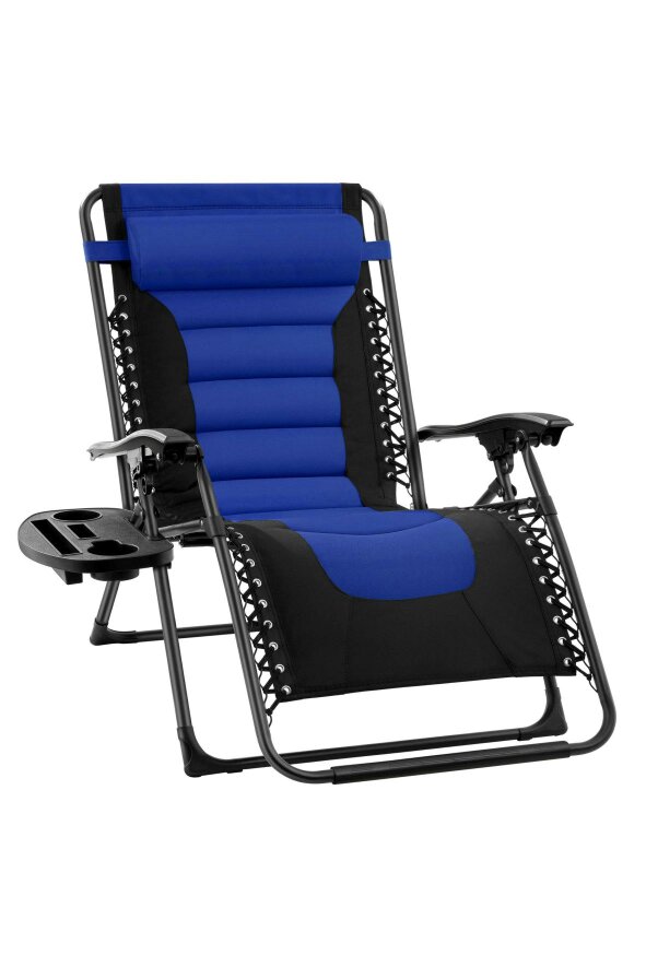 Groundlevel Set of 2 Luxury Extra Wide Gravity Garden Sun Lounger / Relaxer Chair Pair