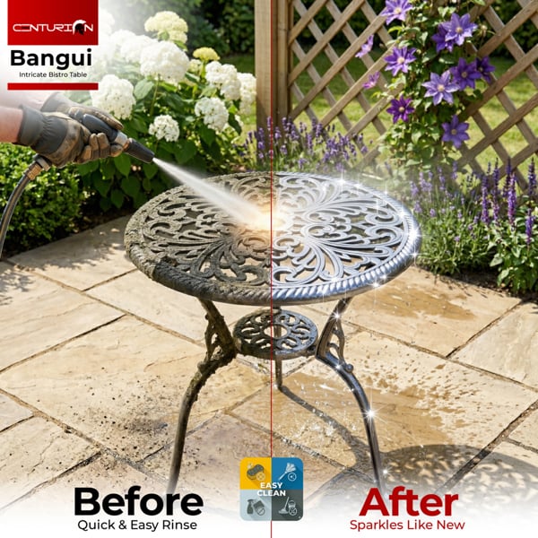 Centurion Supports BANGUI Grey Garden and Patio Cast Aluminium Bistro Table
