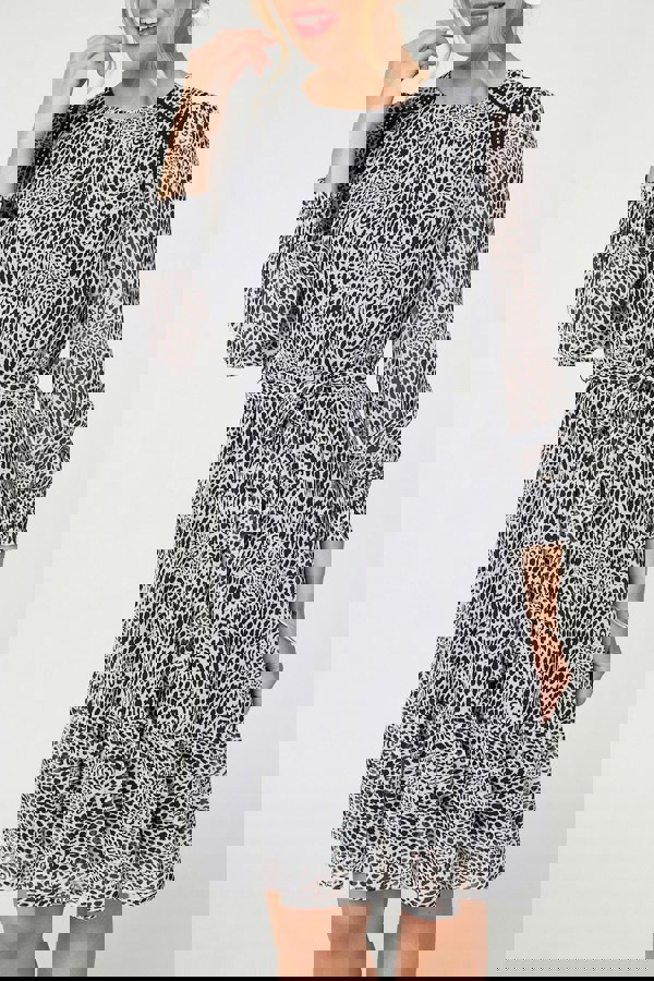 Black | Animal Print Long Sleeve Dress
