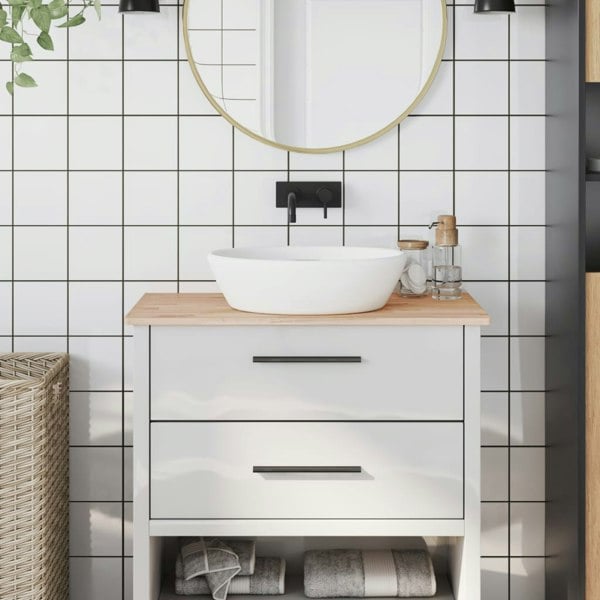 Berkfield Bathroom Countertop 80x40x1.5 cm Solid Wood Beech