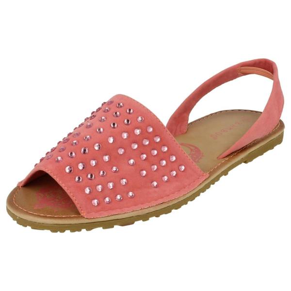 Spot On Ladies Spot On Elasticated Slingback Open Toe Flat Sandals