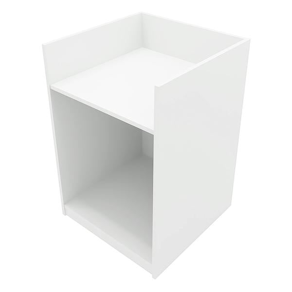 Eclipse LED Shop Counter Set in white, featuring a sleek, modern design with a smooth finish and open storage space underneath