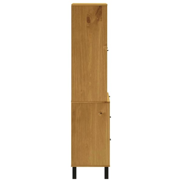 Berkfield Highboard with Glass Doors FLAM 80x40x180 cm Solid Wood Pine
