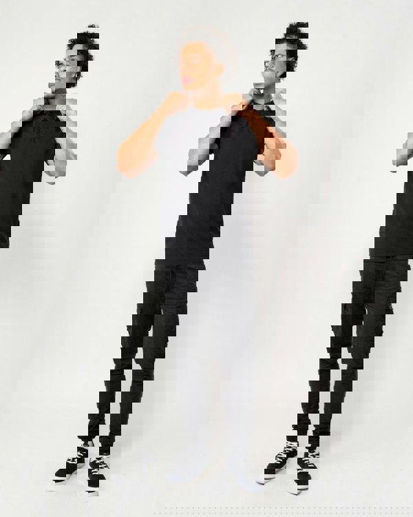 BOSS Orange Prime Mens Cotton-Piqué Polo Shirt with Logo Print NOS - Black 001