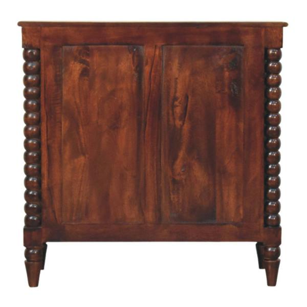 Artisan Furniture Solid Wood Spindle Winewood Chest, Brown,3 Drawers
