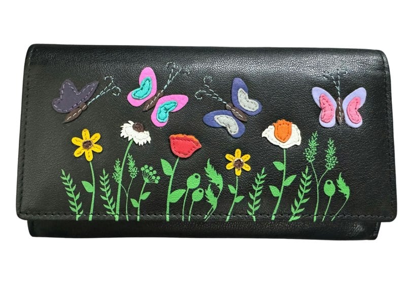 Mala Leather Sophia Floral & Butterflies Matinee Leather Purse