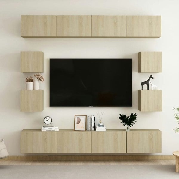 Berkfield 8 Piece TV Cabinet Set Sonoma Oak Engineered Wood