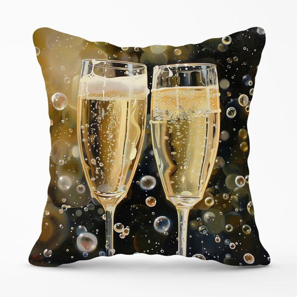 Warren Reed Splashart Bubbly Champagne Flues Cushions