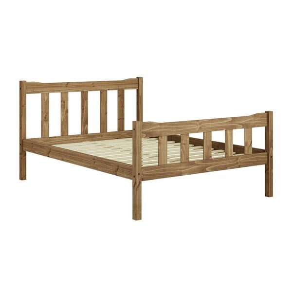 Wyld Haus Tralee Brown Wooden 4ft6 Double Bed with Slatted Headboard and Footboard