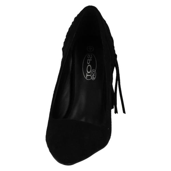 Spot On Ladies Spot On High Heel Fringe Trim Court Shoe