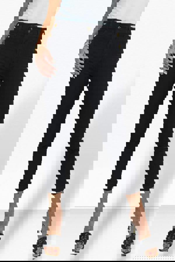 Paulo Due Women's Cropped Denim Trousers with Gold Button Detail