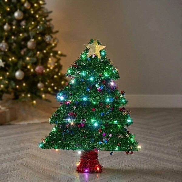 Garden Greatness Sparkly Multicolour Lit Tinsel Christmas Tree