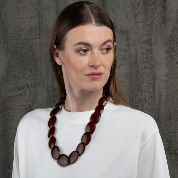 Long Brown Chunky Statement Necklace for Women - namana.london