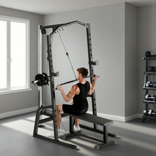SPORTNOW Cable Crossover Machine with Pulley System, Squat Rack