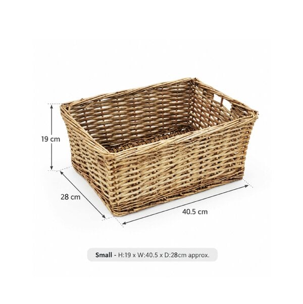JVL Small Handmade Open Top Wicker Hamper Gift Storage Basket