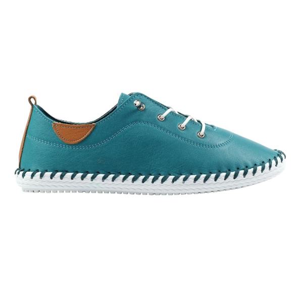Lunar Womens/Ladies St Ives Leather Plimsolls - Teal - 