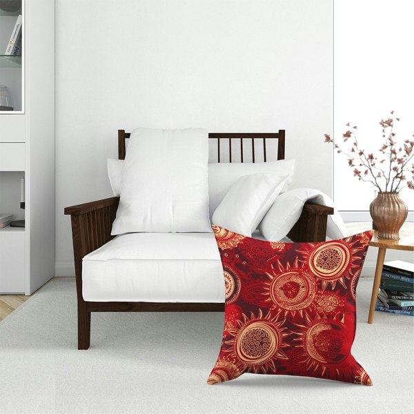 Warren Reed Abstract Red Moon And Sun Floor Cushion