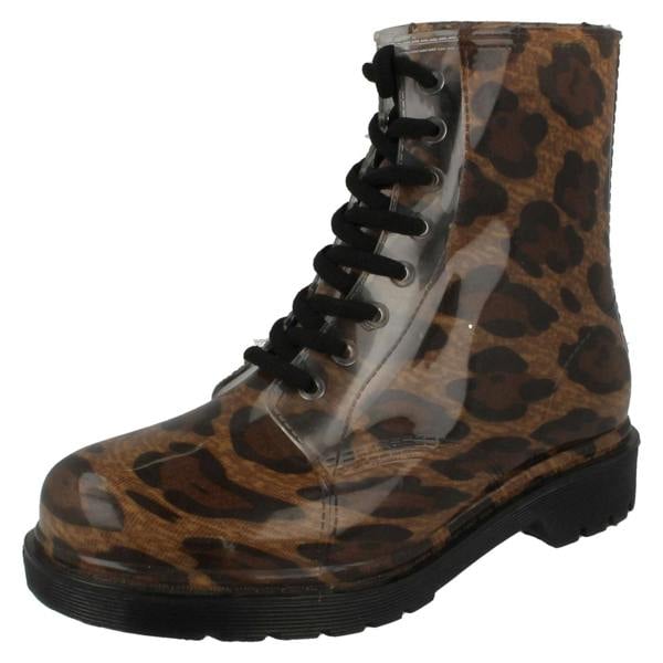 Spot On Ladies Spot On Chunky Heel Transparent Boots