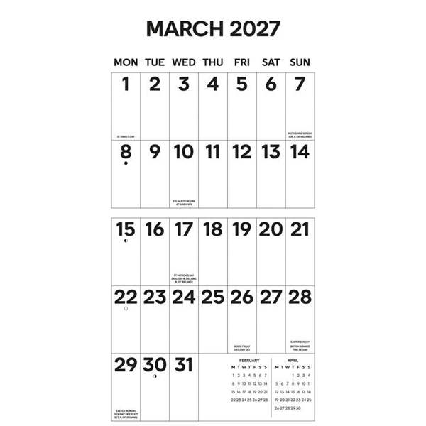 Essential, Big Letters, Big Numbers Calendar 2027, Wall Calendars, Month To View, Basics, Gift