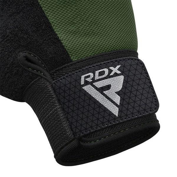 RDX Sports GYM WEIGHT LIFTING GLOVES W1 HALF ARMY GREEN PLUS