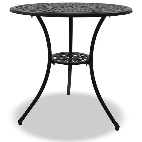 Homeology POSITANO Luxurious Garden and Patio Table and 4 Large Chairs with Armrests Cast Aluminium Bistro Set - Black