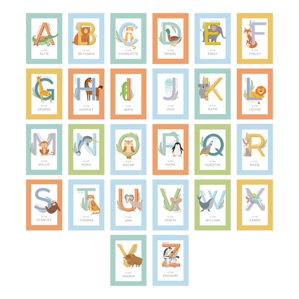 Personalised Memento Company Personalised Animal Alphabet White Poster Frame