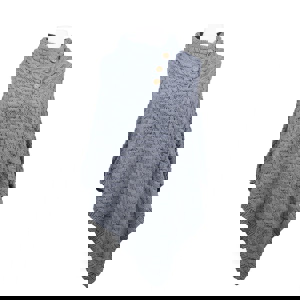 Aran Traditions Aran Cable Button Shawl Neck Poncho