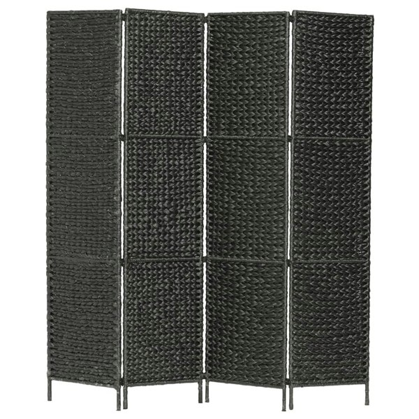 Berkfield 4-Panel Room Divider Black 154x160 cm Water Hyacinth